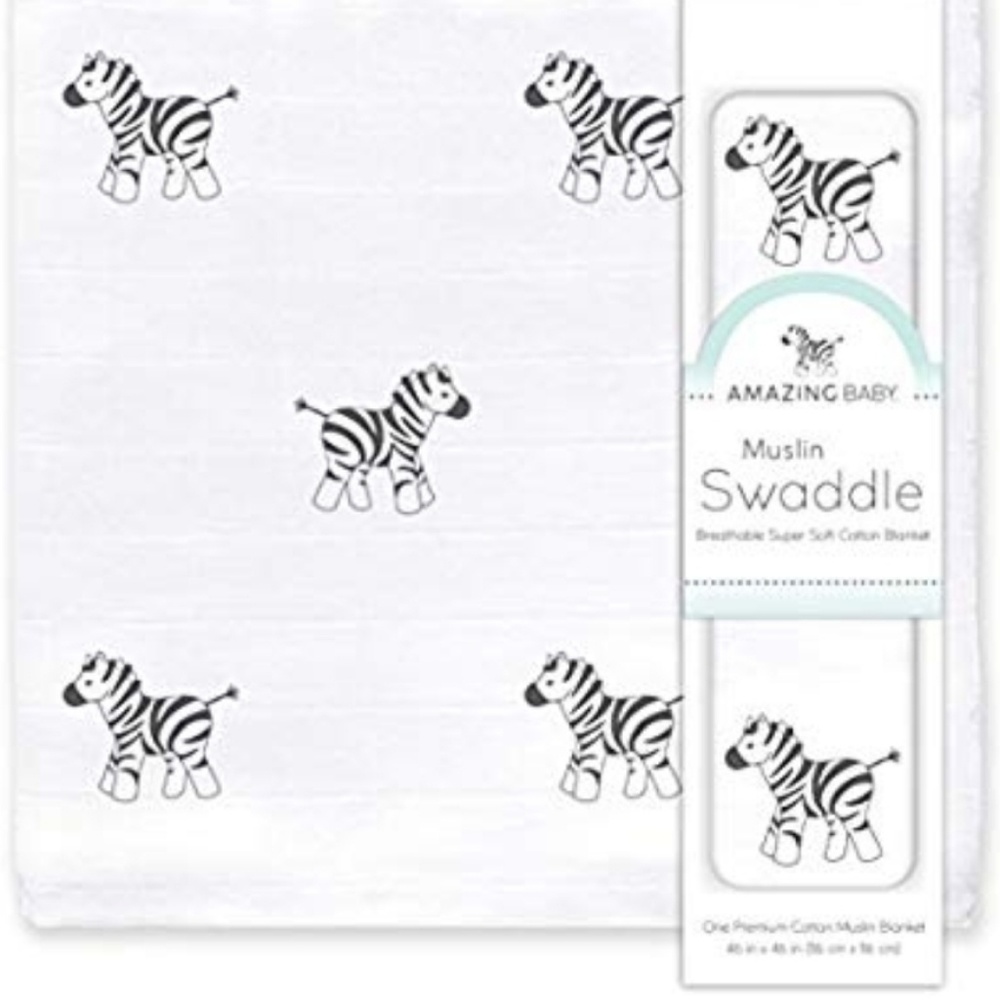 Amazing Baby Muslin Swaddle Blanket, Cotton, Zebra